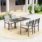 Gartentisch Aluminium 120x70 cm Wetterfest Balkontisch mit Holzoptik, für 4-6 Personen Schwarz