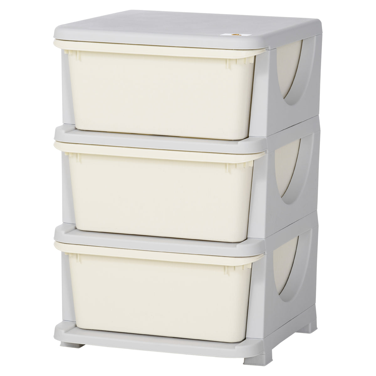Three-Tier Kids Storage Boxes, with Three Drawers - White