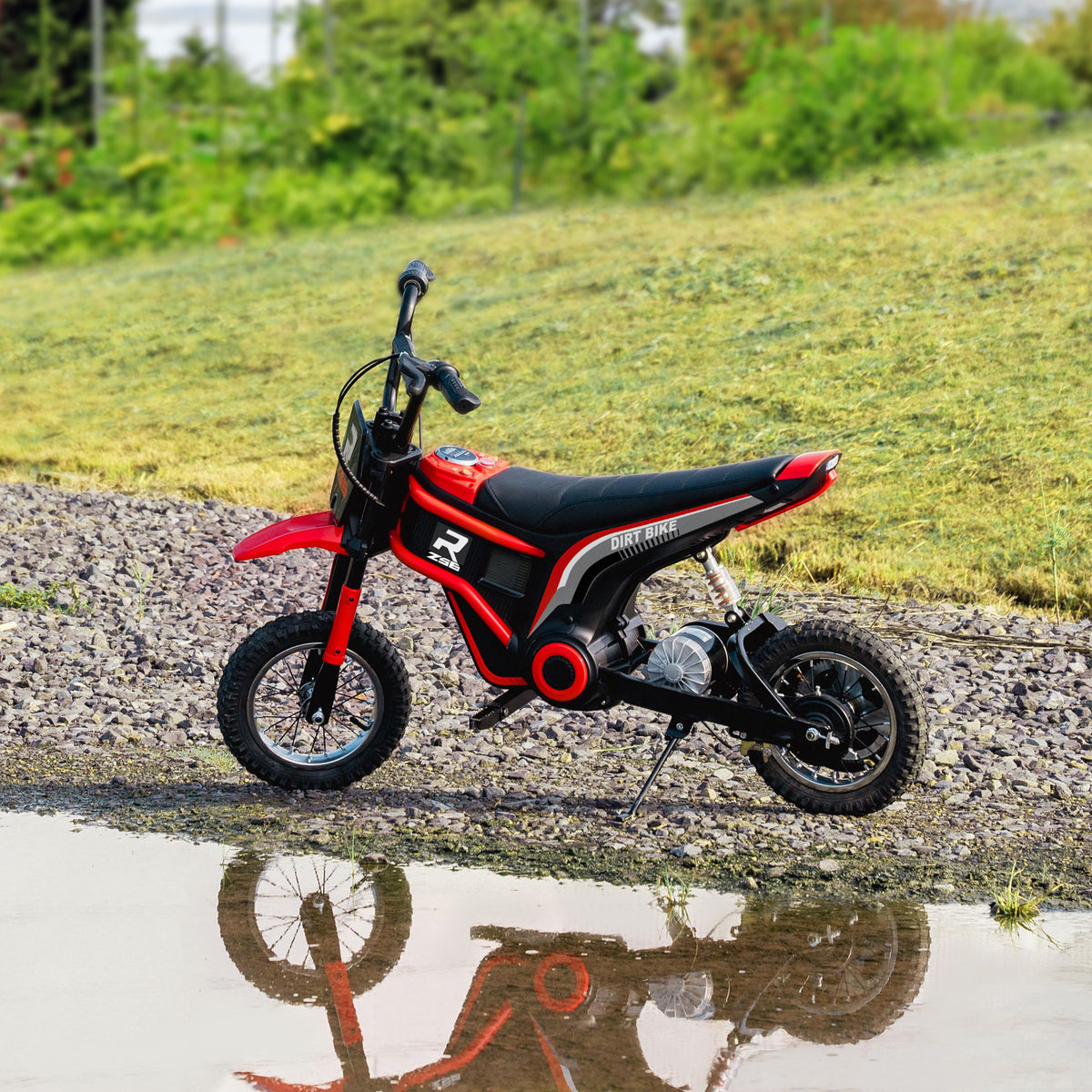 Elektro-Motorrad f¨¹r Kinder, 24V Kindermotorrad mit Hupe, Leuchte, mit Drehgriff-Gashebel, 8-16 km/h, 8-12 Jahre, Rot