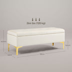 Sitzbank mit Stauraum, belastbar bis 120kg, 120x44x44,5cm, Beige