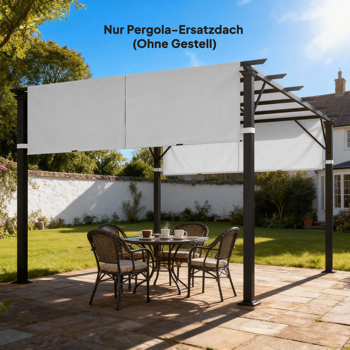 Ersatzdach für Pergola mit UV-Schutz, Sonnensegel für Terrassenüberdachung für 3 x 3 m Pavillon, Hellgrau