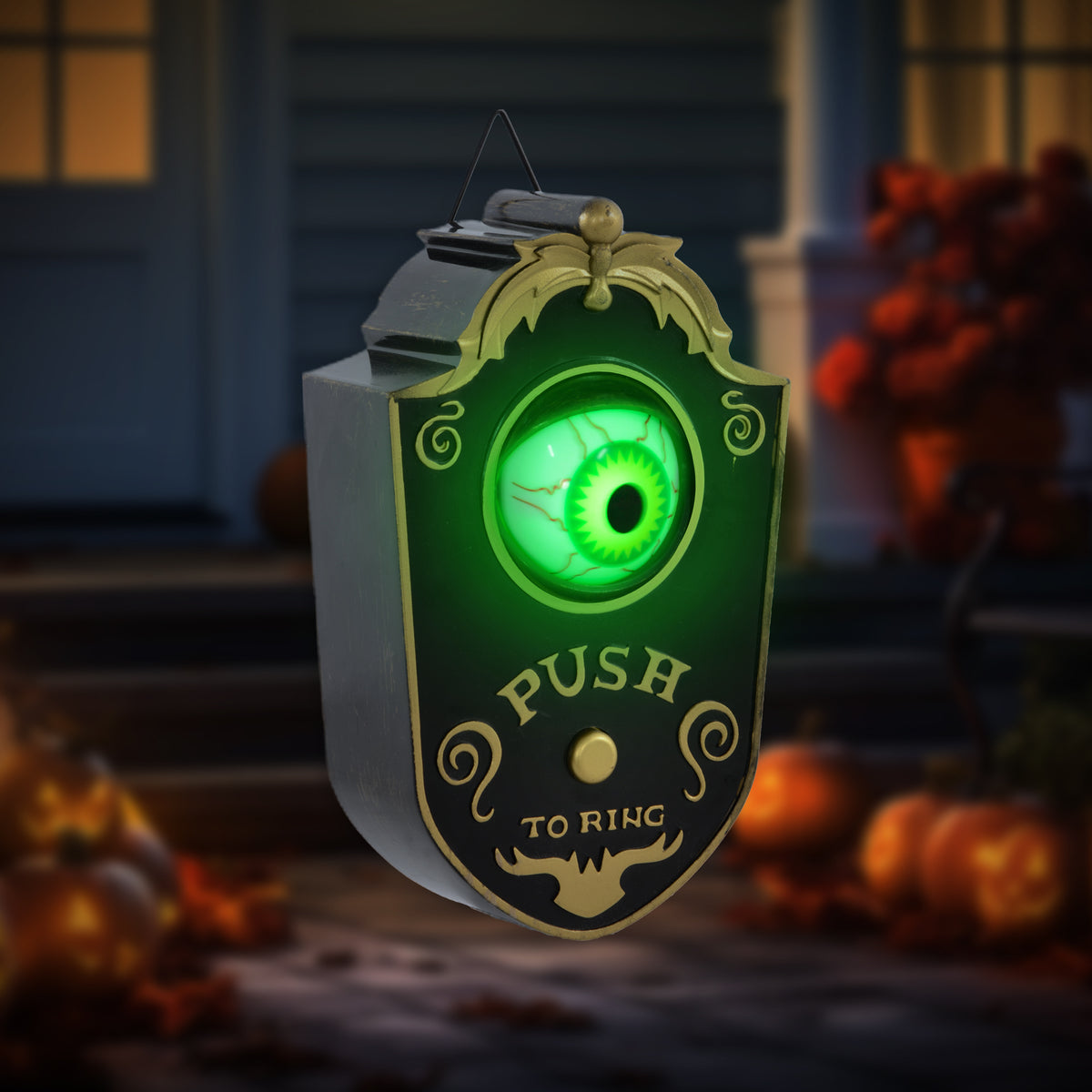 Halloweendeko, Türglocke mit Horror-Auge, Geräusch- & Touchsensor, beweglich, grünes Licht