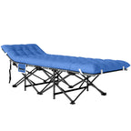 Feldbett faltbar Campingbett mit Matratze Kopfkissen Seitentasche 185 x 68 x 37 cm bis 150 kg Dunkelblau
