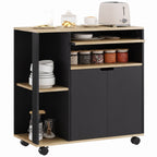 Küchenwagen Rollwagen mit Griff, Verstellbaren Einlegeböden Schwarz