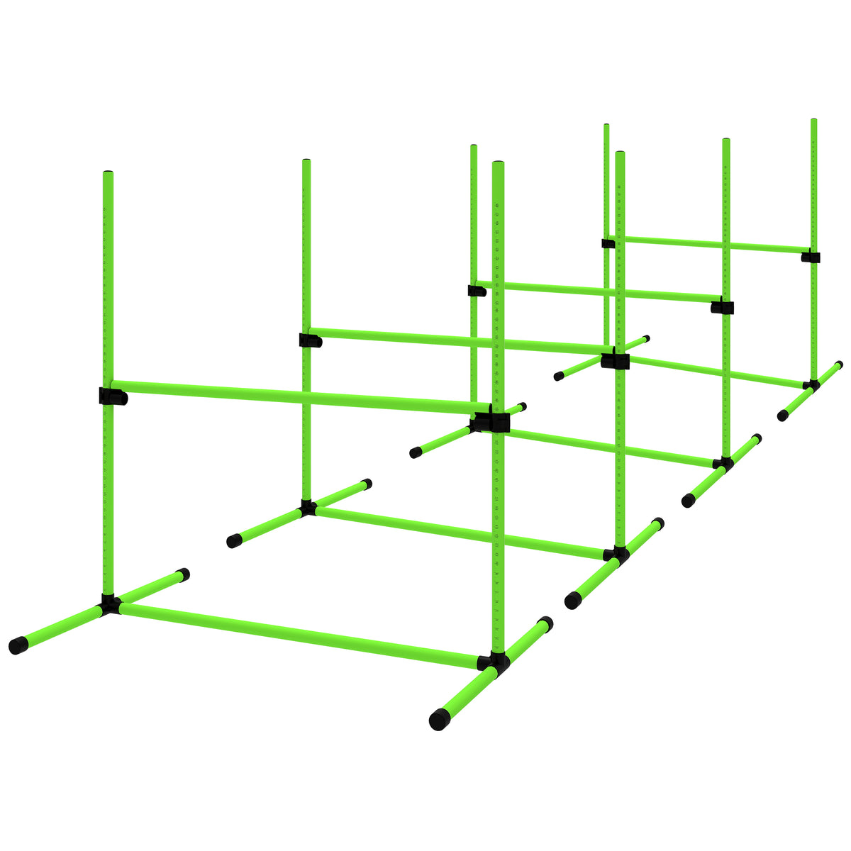 Agility Set Hunde 4-teiliges höhenverstellbar Agility-Ausrüstung mit 4 Hürden Tragetasche 99 x 65 x 94 cm Grün