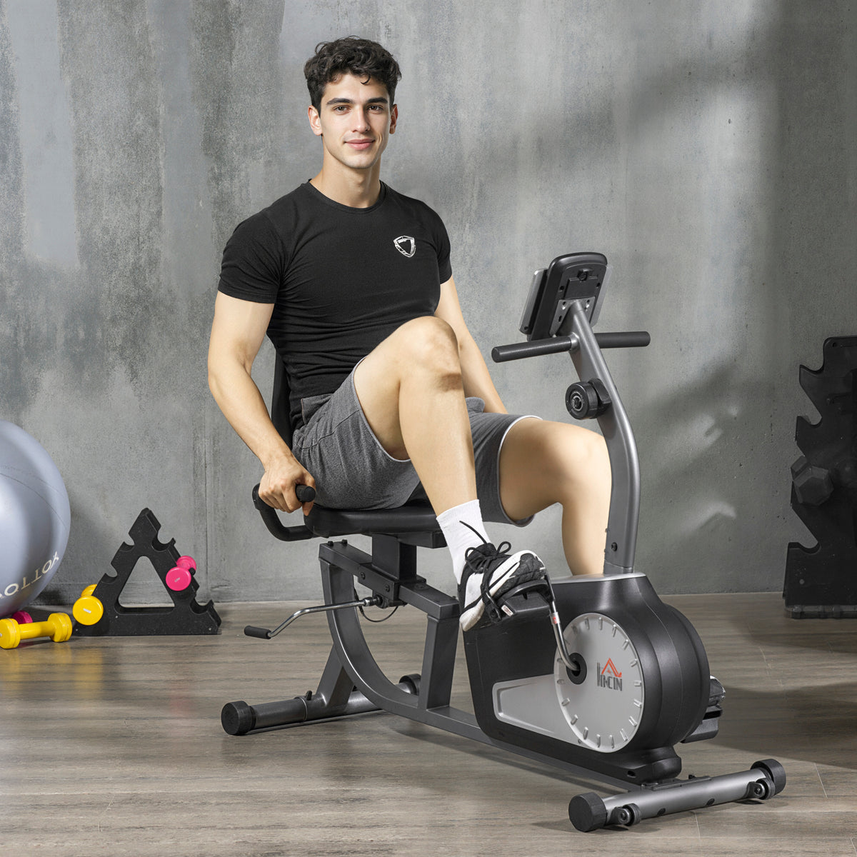 Radtrainer mit 8-stufigem Widerstand 122-137 x 62 x 103cm Stahl Grau+Schwarz+Silber