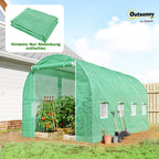 Gewächshausfolie 4 x 2 m, wasserdicht Gartenfolie mit Tür, 8 Fenster, UV Schutz, Reißfest Polyethylen NUR Folie Grün