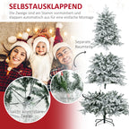 Künstlicher Weihnachtsbaum, Christbaum, inkl. Kunstschnee, LED-Lichter, 180 cm, Grün + Weiß