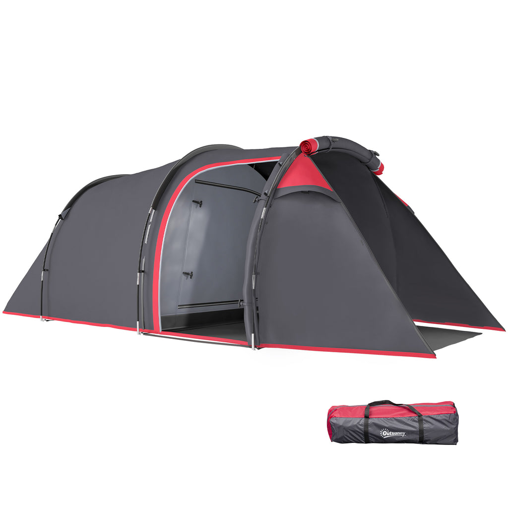 Campingzelt, Wurfzelt für 2 Personen, Vorraum & Schlafbereich, wasserdicht, 426 x 206 x 154 cm, Grau