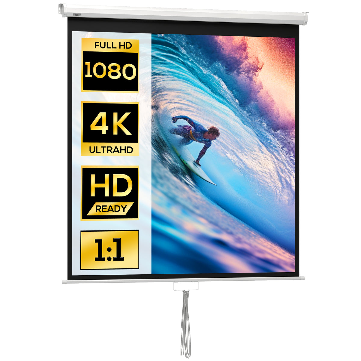 Beamer Leinwand 152 x 152 cm 85 Zoll 1:1 HD 4K Projektionsleinwand f¨¹r Heimkino B¨¹ro-Pr?sentationen