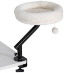 Katzen-Schreibtischbett, Katzenbett für Schreibtisch mit 360°Drehung, verstellbarer Höhe, Katzenliege mit abnehmbarem, maschinenwaschbarem Bett, für Katzen unter 6 kg, Heimbüro, Cremeweiß