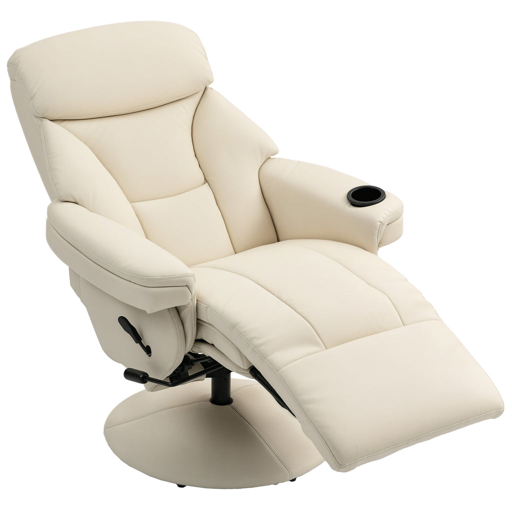 Relaxsessel mit Liegefunktion Fernsehsessel mit Seitentasche, Becherhalter für Wohnzimmer Schlafzimmer Creme