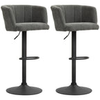 Barhocker 2er-Set, Schalenrücken, höhenverstellbar, Fußstütze, für Küche oder Esszimmer, Metallbasis, Dunkelgrau