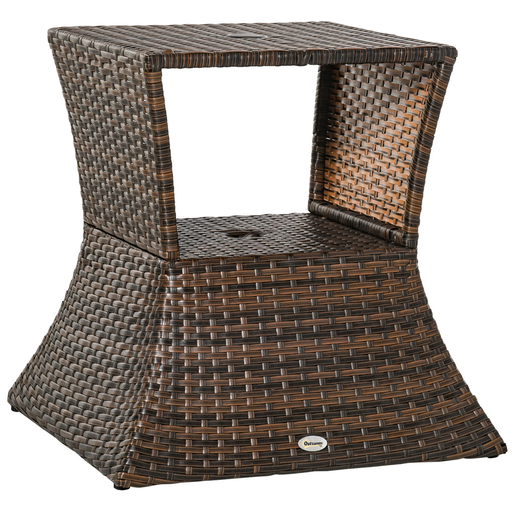 Gartentisch Beistelltisch Sonnenschirmständer Gartenmöbel Terrasse Polyrattan Braun 54 x 54 x 55 cm