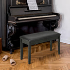 Klavierbank, Pianobank für 1 Person, gepolstert, Holzbeine, Schwarz