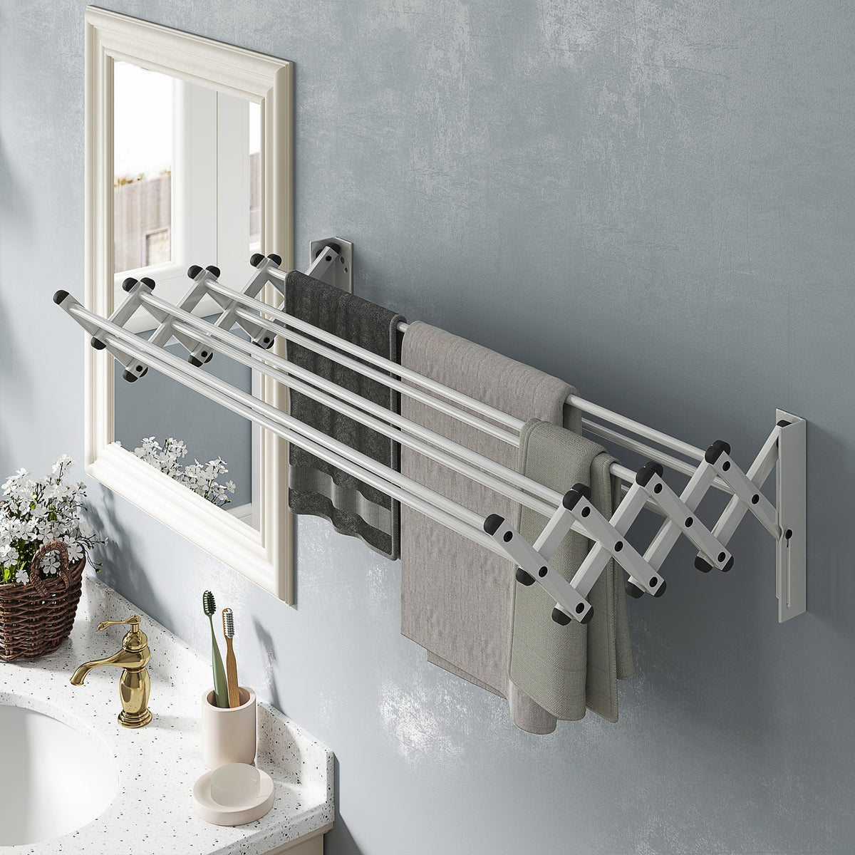 Handtuchhalter, Aluminium, verstellbar, f¨¹r Innen- und Au?enbereich, Silber