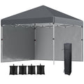 Faltpavillon, 2 Seitenwände, höhenverstellbar, mit Transporttasche, rostfreies Stahlgestell, 3x3 m, Dunkelgrau