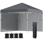 Faltpavillon, 2 Seitenwände, höhenverstellbar, mit Transporttasche, rostfreies Stahlgestell, 3x3 m, Dunkelgrau