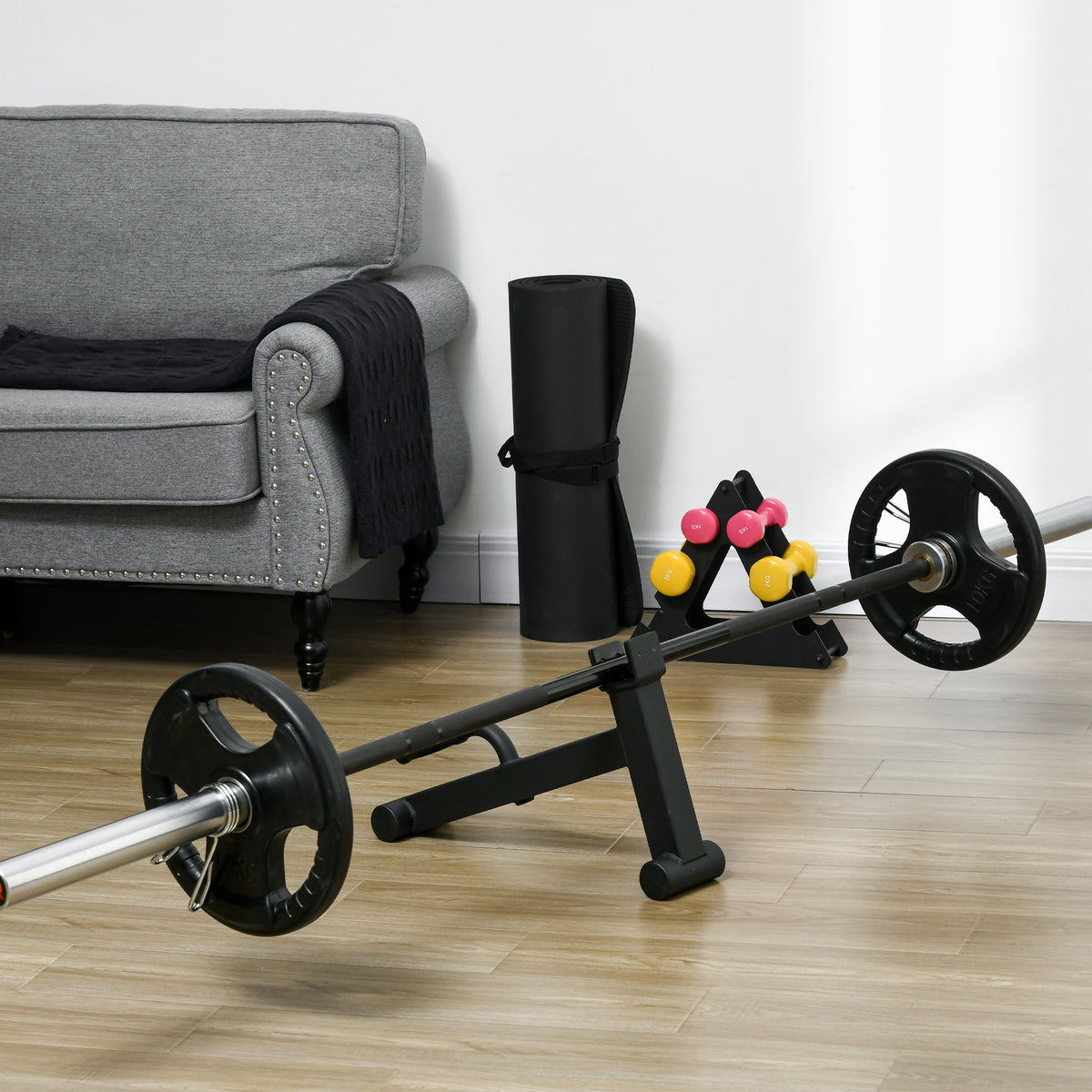 Deadlift Barbell Jack with Non-Slip Handle, for Weight Training - Black