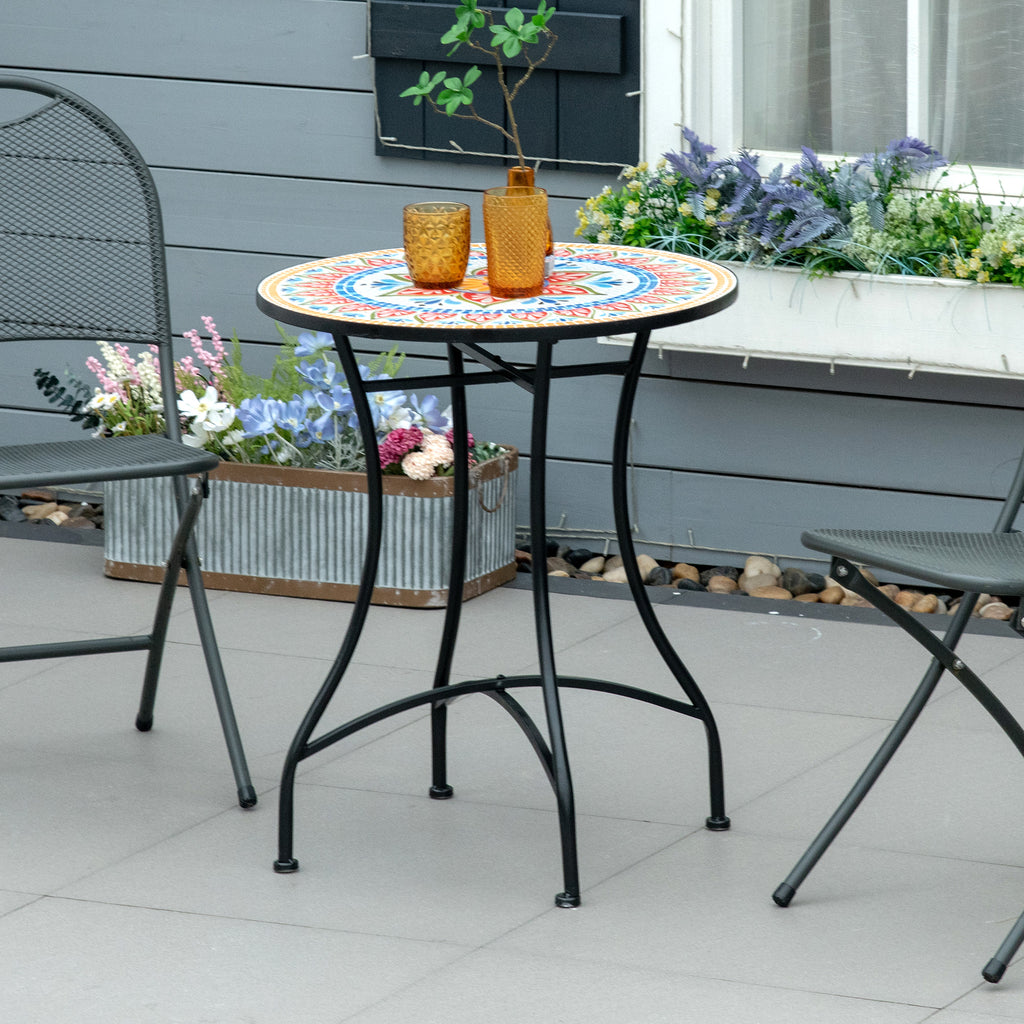 Φ60cm Mosaic Outdoor Patio Table - Red