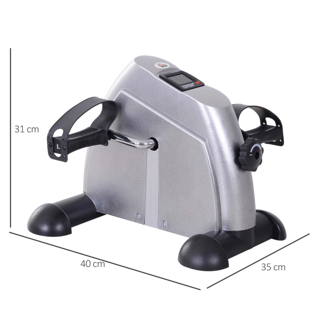 Mini Exercise Bike, Portable Pedal Exerciser, Under Desk Bike with LCD Display for Legs and Arms Training, Silver Tone