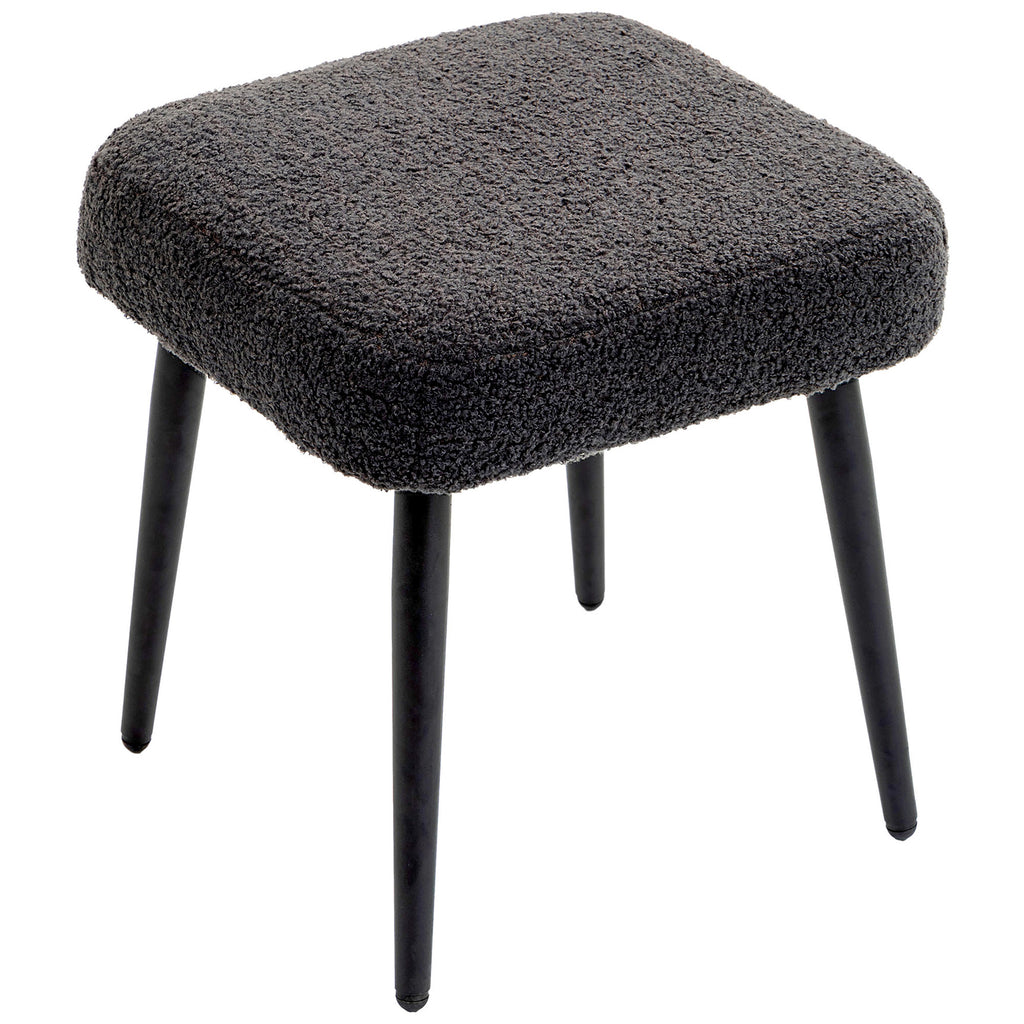 Hocker, Fu?st¨¹tze, gepolsterter Sitz, Kaschmir-Optik, Stahlbeine, 42 x 42 x 44 cm, Dunkelgrau