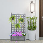 Garden Planters with Trellis for Climbing Vines, Wood Raised Beds for Garden, Flower Pot, Indoor Outdoor, Grey