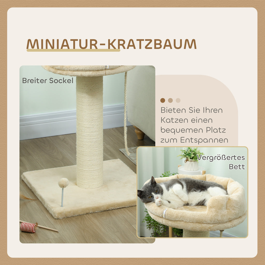 Kratzbaum Katzenbaum Katzenbett, 1 Katzenbett, inkl. Katzenspielzeug, 55 cm x 55 cm x 83 cm, Beige