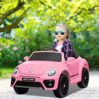 Elektro-Kinderfahrzeug, VW K?fer, 3-5 km/h, mit Fernbedienung & Musik, Rosa