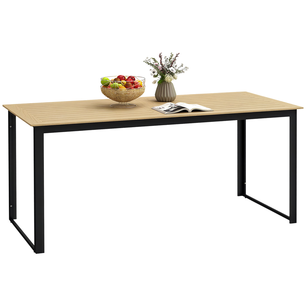 Gartentisch Metall 175x78 cm Wetterfest Balkontisch mit Holzoptik, rutschfest Esstisch Schwarz