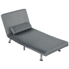 Klappsessel mit Bettfunktion, klappbarer Relaxsessel in Samtoptik, Verstellbare R¨¹ckenlehne, 75 x 70 x 75 cm, Grau