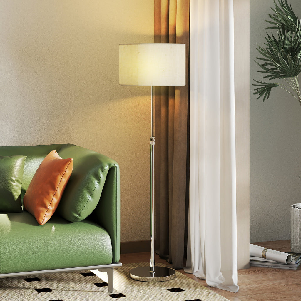 Stehlampe Dimmbar mit Leinenschirm E27 Höhenverstellbar Beige