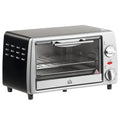 Mini Backofen 10 L 750W 100-230℃ 60 Min. Timer mit Backblech, Grillrost und Herausnehmbarer Bodenschale, Pizza-Ofen Silber