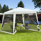Gartenpavillon Pavillon Festzelt Partyzelt wetterfest Zelt mit Moskitonetz Metall + Polyester Cremeweiß 3 x 3 m