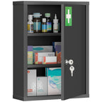 Medizinschrank zur Wandmontage mit Schloss, 3-stufiger Stahl-Wandschrank, 40 x 15 x 53,5 cm, Schwarz