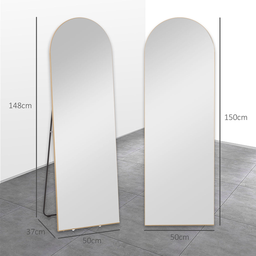150cm Arched Full Length Mirror - Gold Tone