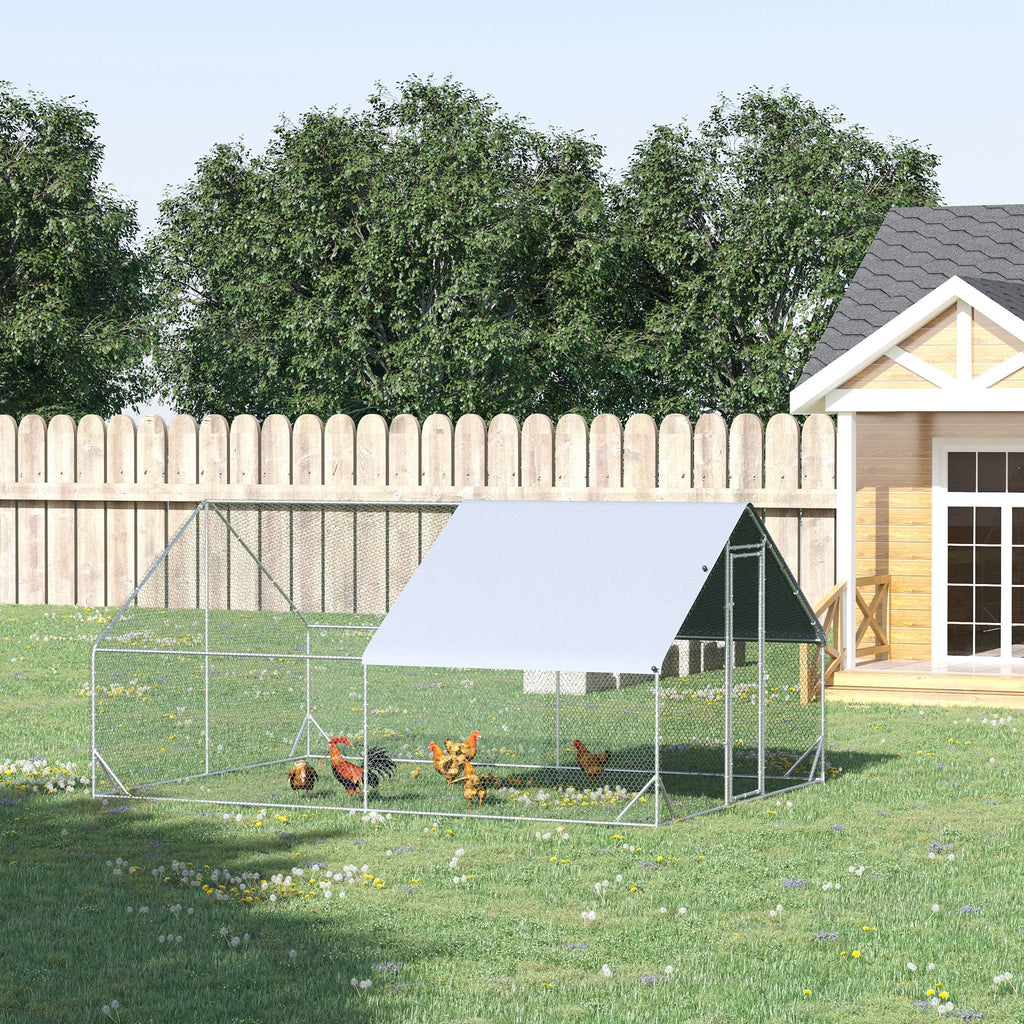 Hühnerstall, Freilaufgehege, Geflügelstall mit Schattendach, Freigehege für 4-6 Hühner, Enten Kaninchen, 3 x 2 x 2 m