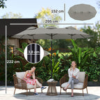Sonnenschirm, Gartenschirm, neigbar, mit Handkurbel, Winddach, Polyester+Stahl, grau, 295 x 152cm