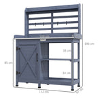 Gartentisch mit Schrankfach, Aluminium-Arbeitsfl?che, Stauraum, 112x47x146cm, Grau
