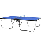 9FT Folding Tennis Table, with 8 Wheels, for Indoor Use, Blue