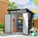 6 x 6ft Outdoor Storage Shed, Plastic Garden Shed with Windows and Air Vents, Outdoor Resin Tool Shed with Latch Doors for Garden, Deck, Dark Grey