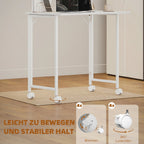 Small Folding Desk, with Wheels - White Wood-Effect