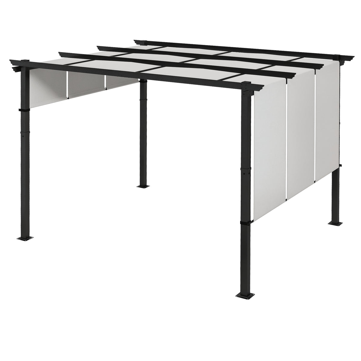 Markise Sonnenschutz. Pergola, wetterbeständig, inkl. Befestigungsmaterial, 3 x 3,5 m, Dunkelgrau