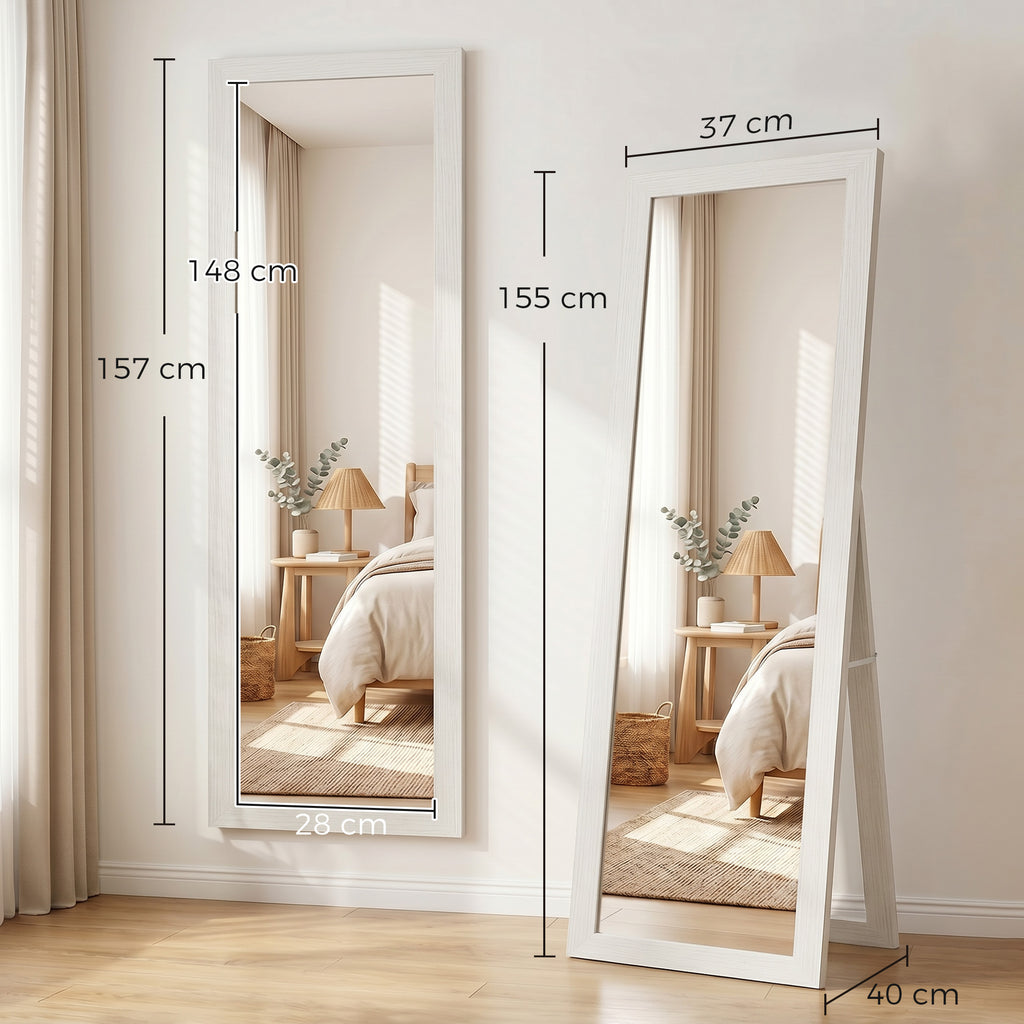 37 x 157 cm Full Length Mirror - White
