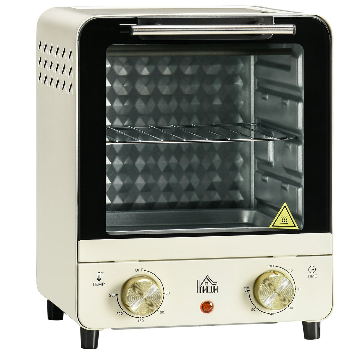 Mini Ofen 15L Fassungsverm?gen, h?henverstellbares Backblech und Gitterrost, 1000W, Cremewei?
