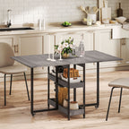 Four-Person Drop Leaf Table - Grey Wood-Effect