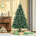 Künstlicher Weihnachtsbaum 180 cm Kieferbaum künstlich mit 59 Zapfen, Schnee, 1111 Spitzen für drinnen