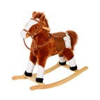 Schaukelpferd Schaukeltier mit Sound Effekt, Haltegriffen Plüsch Baby Schaukelspielzeug Schaukel für 3-6 Jahre Kinder