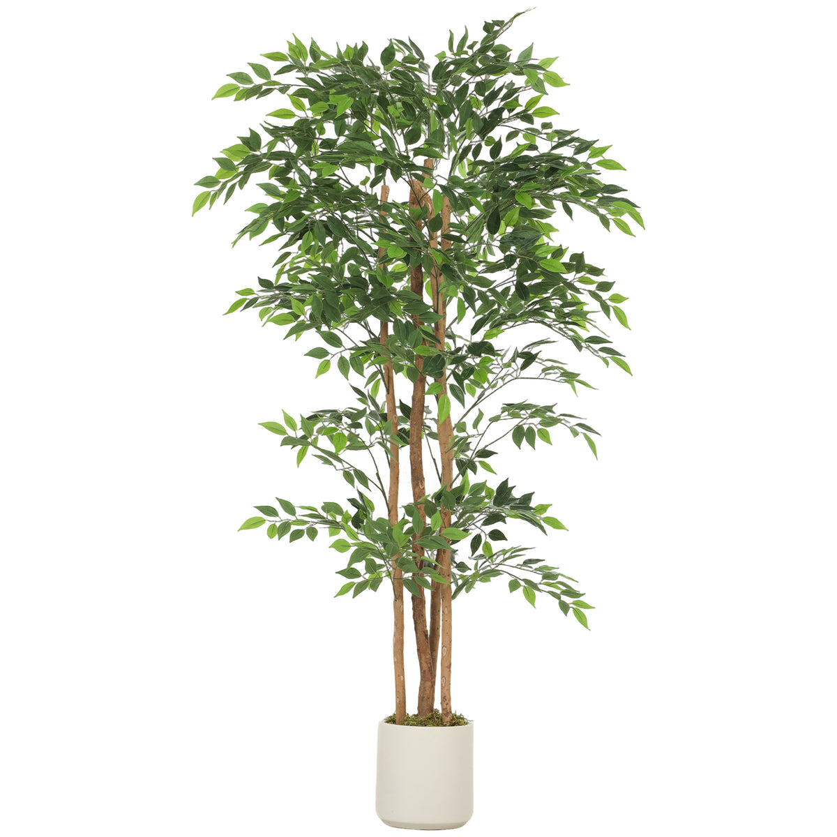 180cm Artificial Ficus Tree, Fake Potted Tree with Solid Wood Trunk and Pot for Indoor, Green