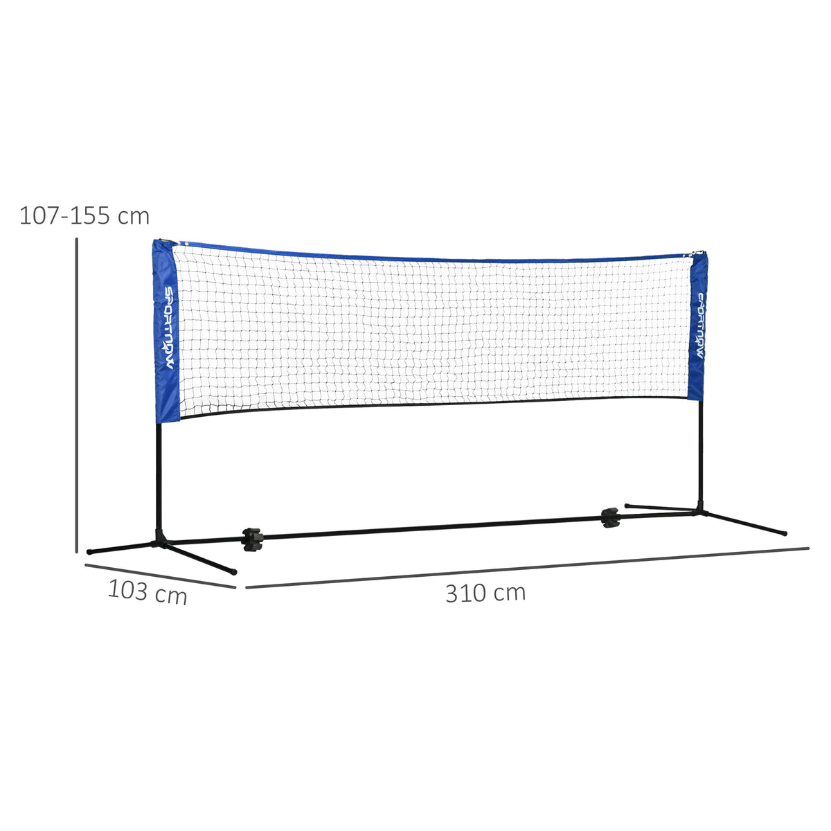 Badmintonnetz Set Faltbares Volleyballnetz 103/120/155H cm Blau